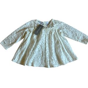 First Impressions Long Sleeve Cream Lace Kids Dress NWT Girls Size 24M